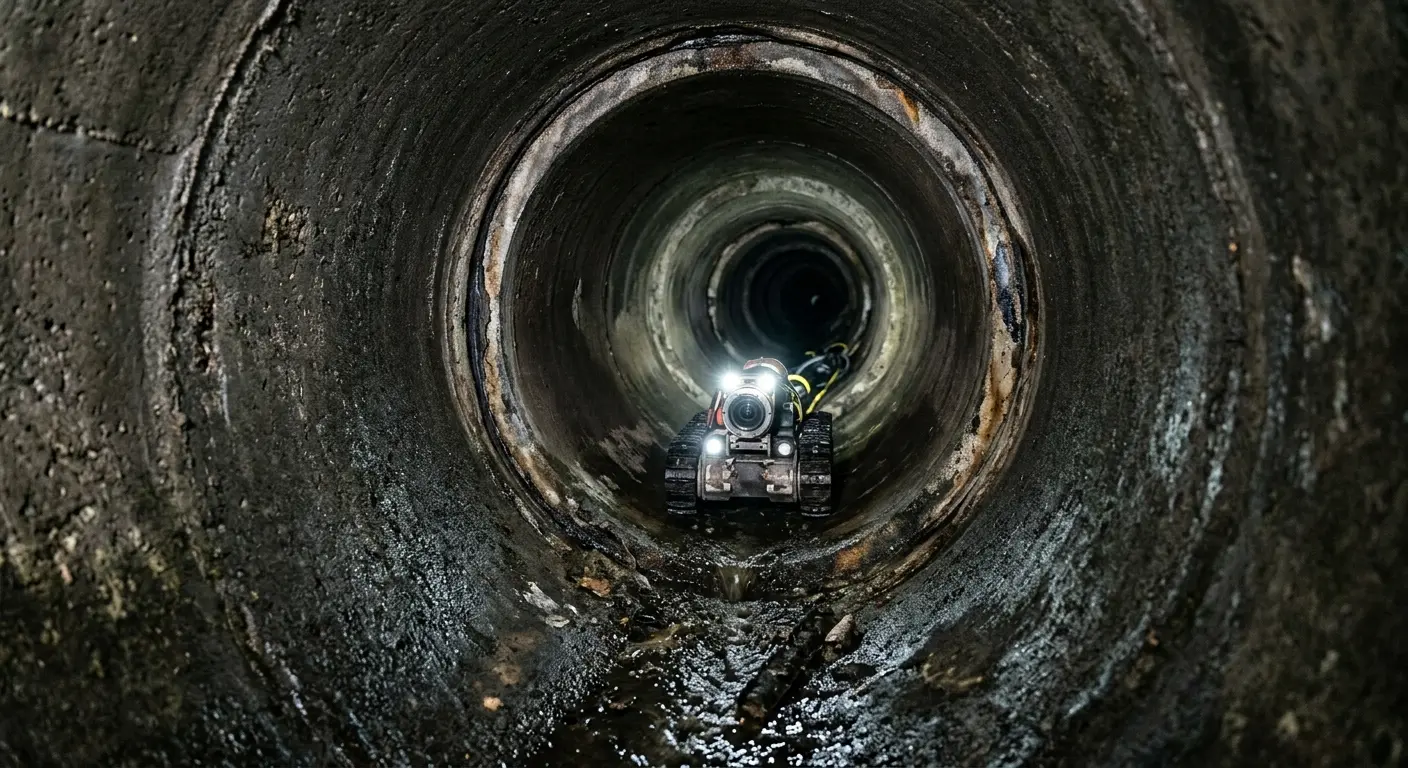 Robotic sewer camera inspecting pipe interior for Sewer Line Repair in Vandenberg Village